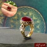 انگشتر طلا روسی عقیق قرمز