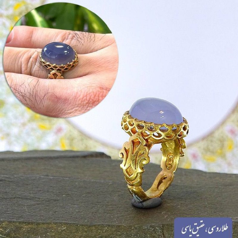 طلا روسی-عقیق کبود انگشتر طلا روسی عقیق کبود - تصویر 1
